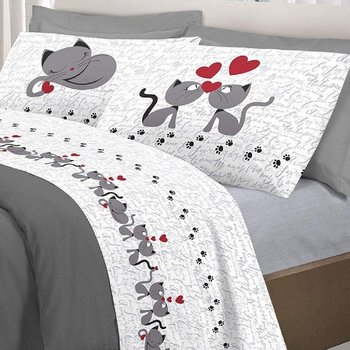 completo lenzuola cuori appesi grigio - lovehome