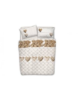 copripiumino in cotone cuori appesi beige - lovehome