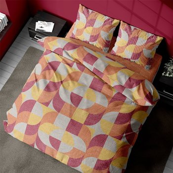 completo lenzuola matrimoniale in cotone zig zag arancio - lovehome