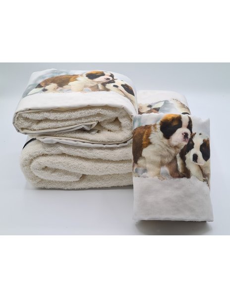 set asciugamani stampa digitale 2 pezzi - 3 pezzi disegno cuccioli -  lovehome